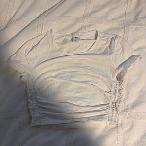 TNA Ruched Crop Tee – Size S (White)
